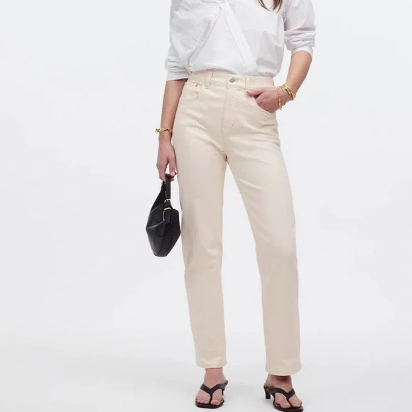 Madewell The 90s Straight High Rise Jeans Cream Size 29 - Picture 4 of 11